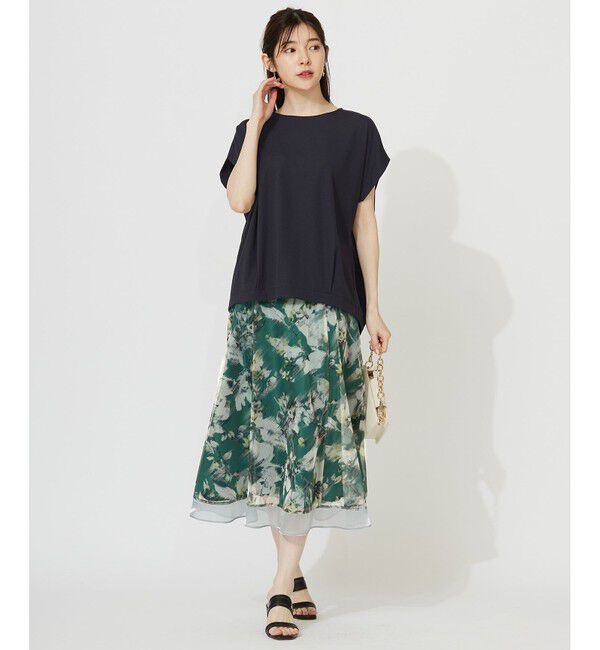 ANY SIS「【接触冷感・UVカット・洗える】ハイストレッチスムースフレンチスリーブ カットソー」|Tシャツ・カットソー|