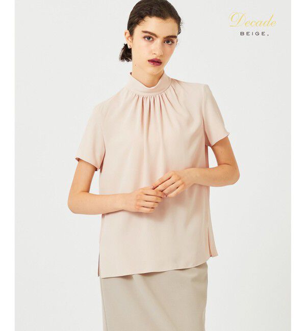 BEIGE,「EVA / ハイネックハーフスリーブブラウス」|シャツ・ブラウス|Nude