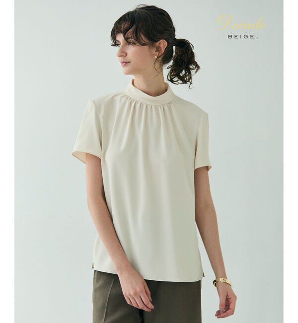 BEIGE,「EVA / ハイネックハーフスリーブブラウス」|シャツ・ブラウス|Sheer Orange