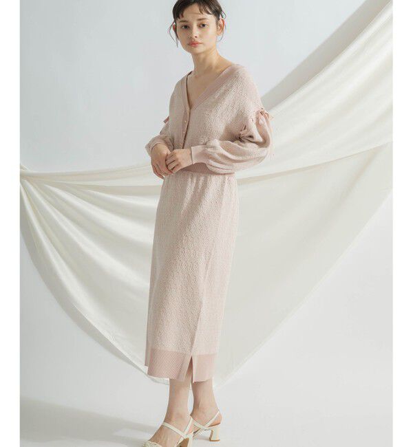 GRACE CONTINENTAL「レーシーニットワンピース」|ワンピース|ピンク