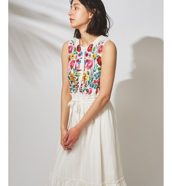  「ドビー刺繍ロングワンピース」|ワンピース|