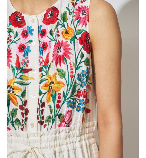  「ドビー刺繍ロングワンピース」|ワンピース|