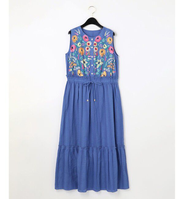  「ドビー刺繍ロングワンピース」|ワンピース|