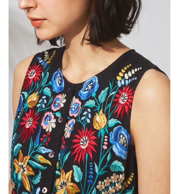  「ドビー刺繍ロングワンピース」|ワンピース|