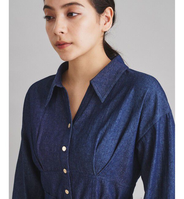  「ボリュームフレアシャツワンピース」|ワンピース|