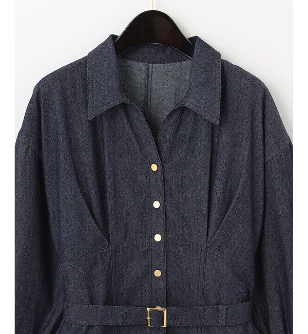  「ボリュームフレアシャツワンピース」|ワンピース|