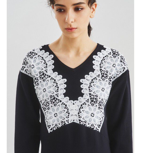  「フラワーレースニットワンピース」|ワンピース|