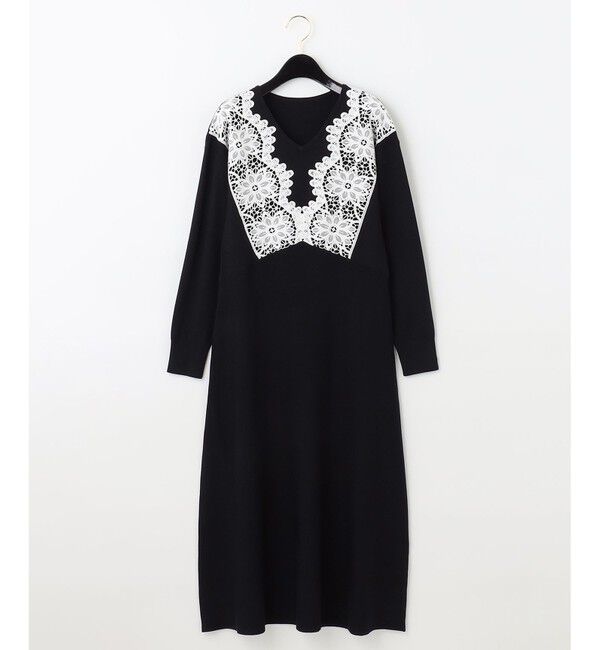  「フラワーレースニットワンピース」|ワンピース|