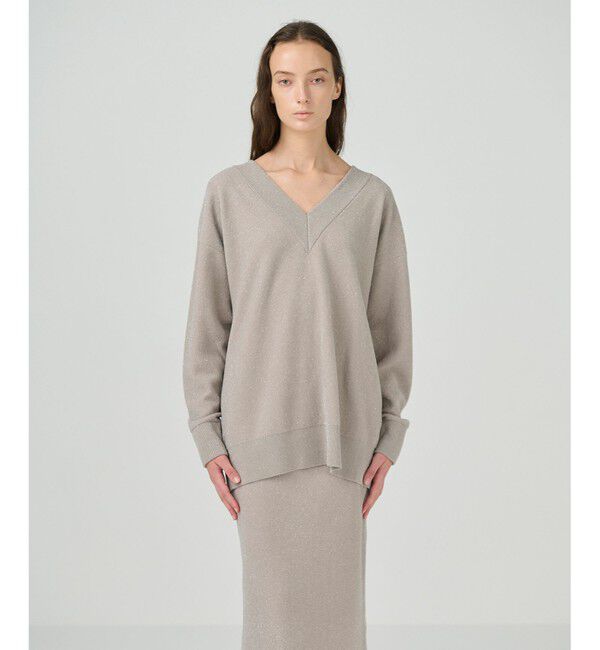 GRACE CONTINENTAL「ラメVネックニットトップ」|ニット・セーター|