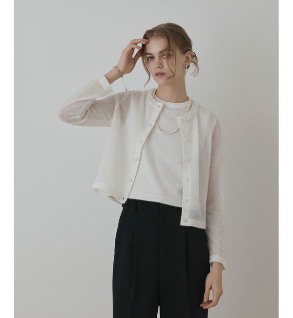 GRACE CONTINENTAL「ラメフェザ－ニットカーディガン」|カーディガン|ホワイト