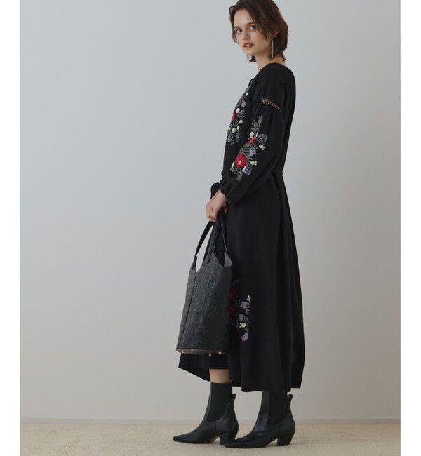 GRACE CONTINENTAL「エンブロイダリーカフタンワンピース」|ワンピース|ブラック
