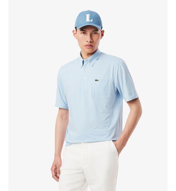 LACOSTE「消臭・速乾・UVカットマイクロチェックポロシャツ」|ポロシャツ|サックスブルー