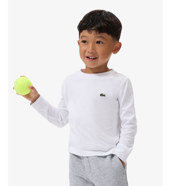 LACOSTE「【EC only】JUNIORベーシックワニロゴパッチ長袖Tシャツ」|Tシャツ・カットソー|ホワイト