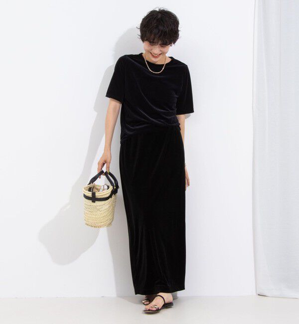 NOLLEY'S「ウォッシャブルベロアセミタイトスカート」|タイト|