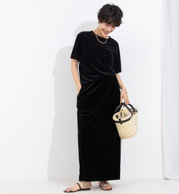 NOLLEY'S「ウォッシャブルベロアセミタイトスカート」|タイト|