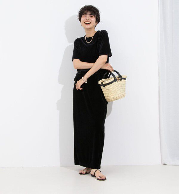 NOLLEY'S「ウォッシャブルベロアセミタイトスカート」|タイト|