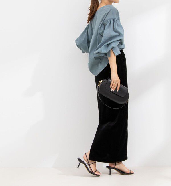 NOLLEY'S「ウォッシャブルベロアセミタイトスカート」|タイト|