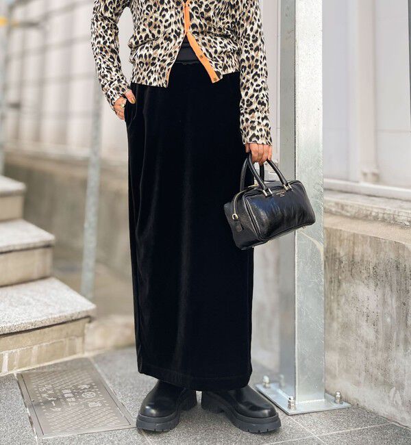 NOLLEY'S「ウォッシャブルベロアセミタイトスカート」|タイト|