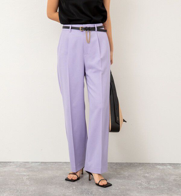 NOLLEY'S「《セットアップ対応》ウォッシャブル高機能麻調愛されワイドパンツ」|その他|ラベンダー