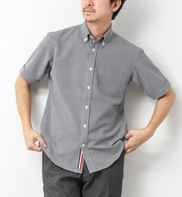 NOLLEY'S goodman「《ビジカジ対応》【EVALET】吸水速乾 2WAYストレッチ サッカーギンガムテープBD 25SS」|シャツ・ブラウス|ブラック系その他