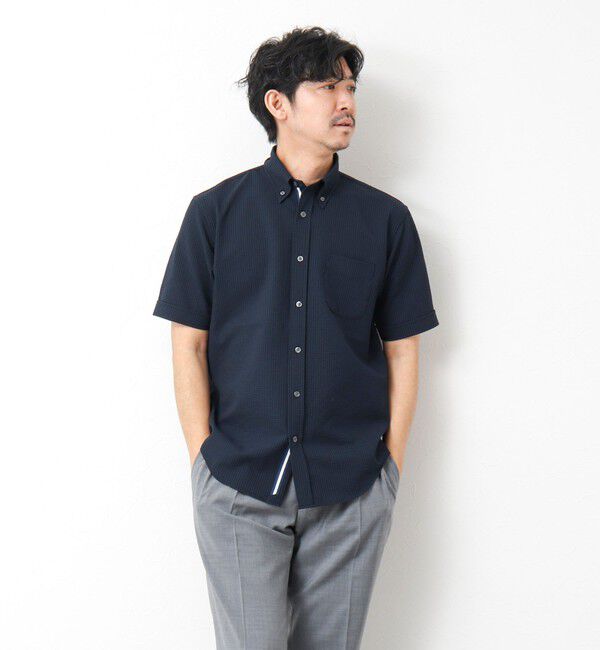 NOLLEY'S goodman「《ビジカジ対応》【EVALET】吸水速乾 2WAYストレッチ サッカーギンガムテープBD 25SS」|シャツ・ブラウス|