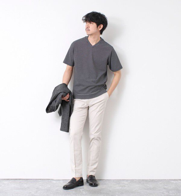 NOLLEY'S goodman「《ビジカジ対応》セミシルケットスムース ボーダー Vネック ドレスTシャツ 25SS」|Tシャツ・カットソー|