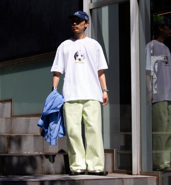 GLOSTER「【新柄追加】【GLOSTER/グロスター】DOG&CAT 犬猫プリントTシャツ」|Tシャツ・カットソー|