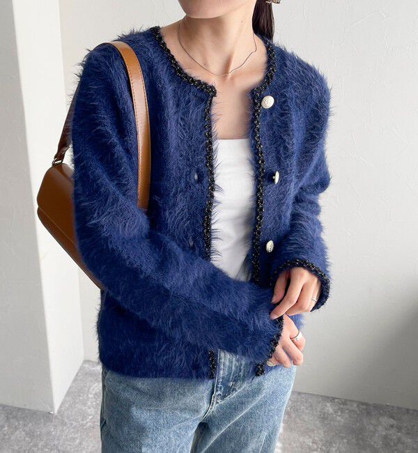 fredy emue「シャギーポケ付きジャケットカーディガン」|カーディガン|ネイビー