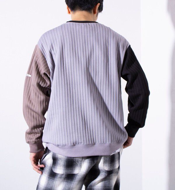 GLOSTER「【GLOSTER/グロスター】 ストライプ キルティング スウェット プルオーバー」|スウェット・ジャージ|