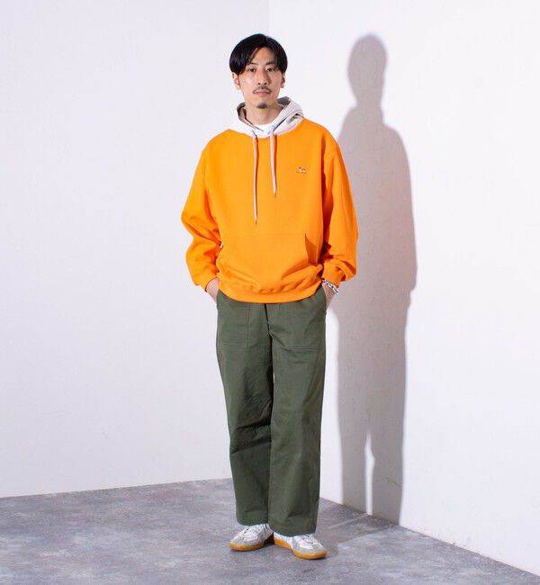 GLOSTER「【GLOSTER/グロスター】フレンチブルドッグ刺繍  ダンボールバイカラーパーカー フーディ」|パーカー|