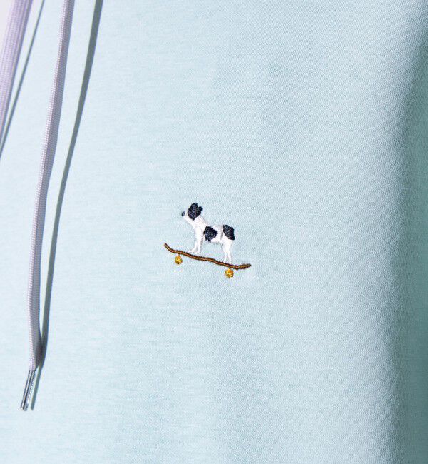 GLOSTER「【GLOSTER/グロスター】フレンチブルドッグ刺繍  ダンボールバイカラーパーカー フーディ」|パーカー|