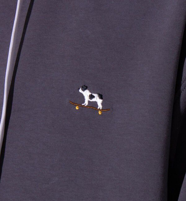 GLOSTER「【GLOSTER/グロスター】フレンチブルドッグ刺繍  ダンボールバイカラーパーカー フーディ」|パーカー|