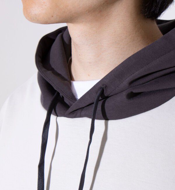 GLOSTER「【GLOSTER/グロスター】フレンチブルドッグ刺繍  ダンボールバイカラーパーカー フーディ」|パーカー|