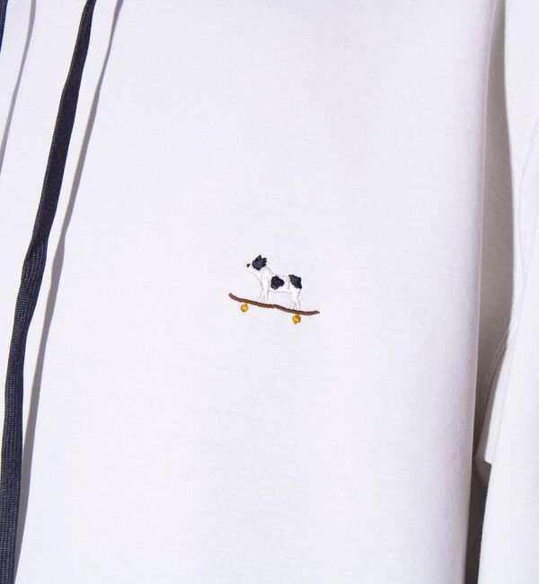 GLOSTER「【GLOSTER/グロスター】フレンチブルドッグ刺繍  ダンボールバイカラーパーカー フーディ」|パーカー|