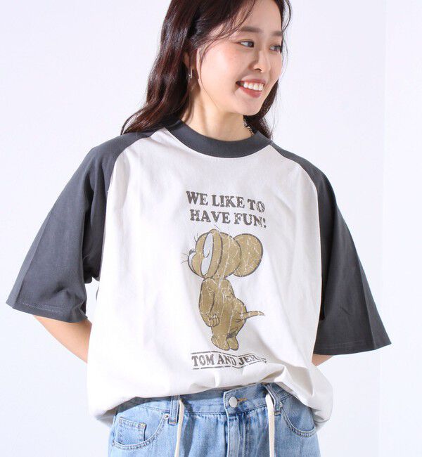 GLOSTER「【Disney】【TOM&JERRY】ピグメント/ラグランスリーブ プリントTシャツ 」|Tシャツ・カットソー|