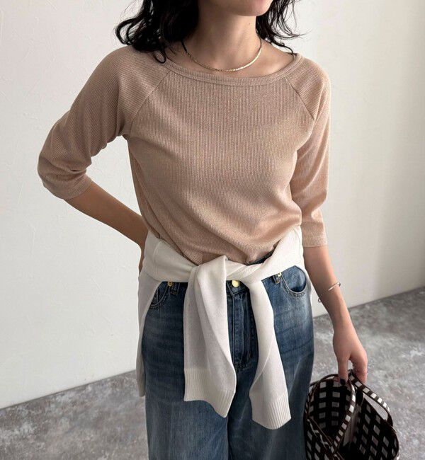 fredy emue「ラメテレコボートネックカットソー」|Tシャツ・カットソー|ベビーピンク