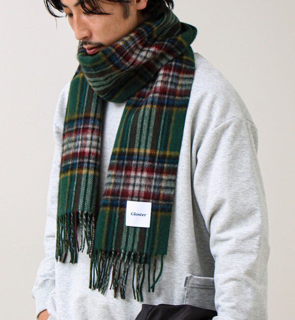GLOSTER「【カシミヤブレンド】ウールリバーシブルチェックマフラー」|マフラー|