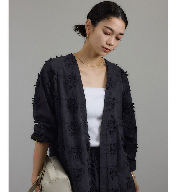 SALON adam et rope'「【WEB限定】３Dフラワーレースジャケット［セットアップ対応］」|シャツ・ブラウス|ブラック(01)