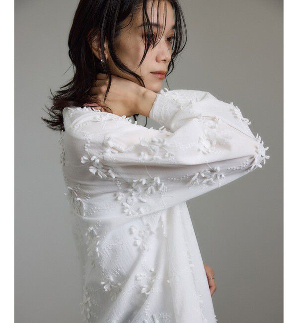 SALON adam et rope'「【WEB限定】３Dフラワーレースジャケット［セットアップ対応］」|シャツ・ブラウス|