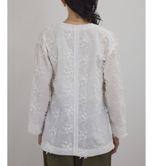 SALON adam et rope'「【WEB限定】３Dフラワーレースジャケット［セットアップ対応］」|シャツ・ブラウス|
