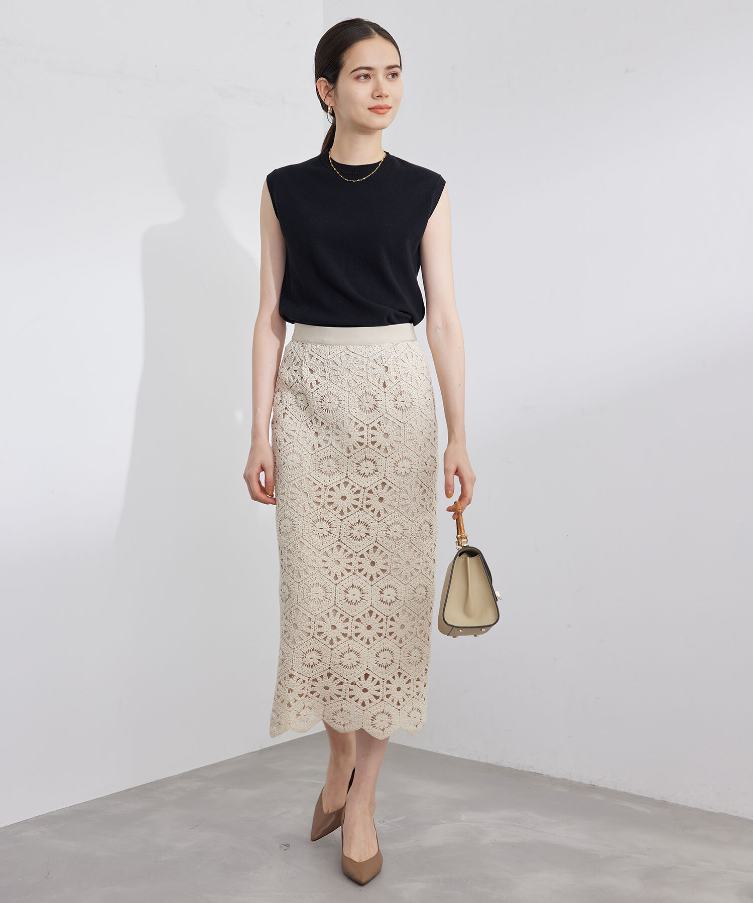 ROPE「【ITALY】リブクルーネックノースリーブニット」|Tシャツ・カットソー|