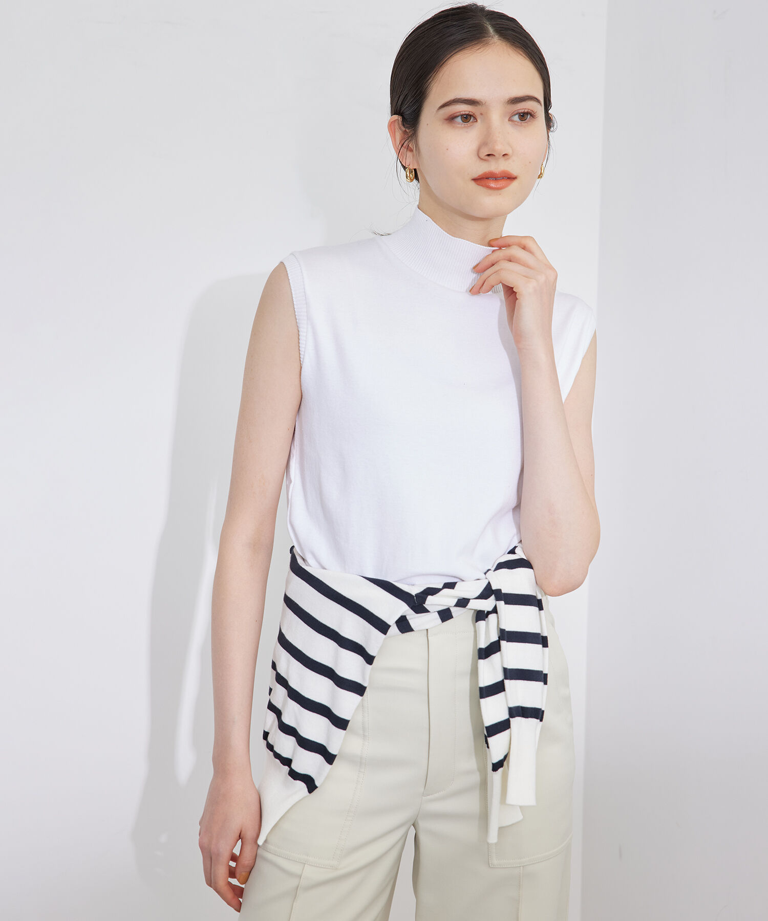 ROPE「【ITALY】ハイネックノースリーブニット」|Tシャツ・カットソー|ホワイト(10)