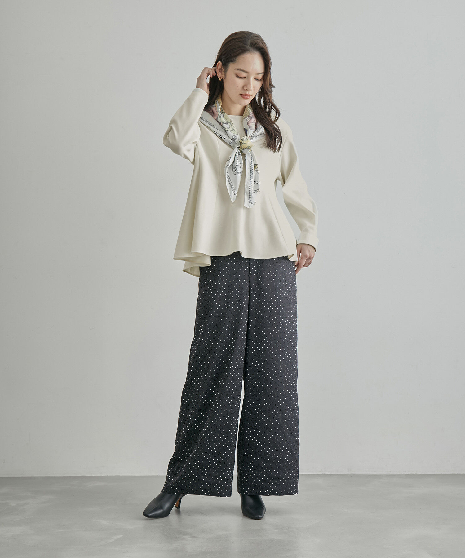 ROPE「裏起毛ペプラムブラウス/セットアップ対応」|シャツ・ブラウス|