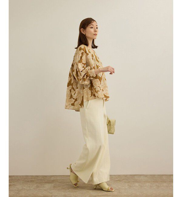 ROPE「【DEVEAUX（デヴォー）】別注ボカシフラワーボリュームスリーブブラウス/洗える」|シャツ・ブラウス|