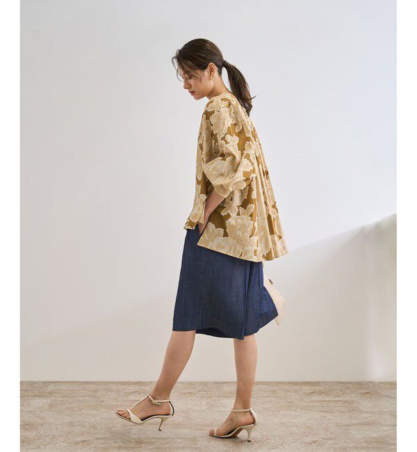 ROPE「【DEVEAUX（デヴォー）】別注ボカシフラワーボリュームスリーブブラウス/洗える」|シャツ・ブラウス|