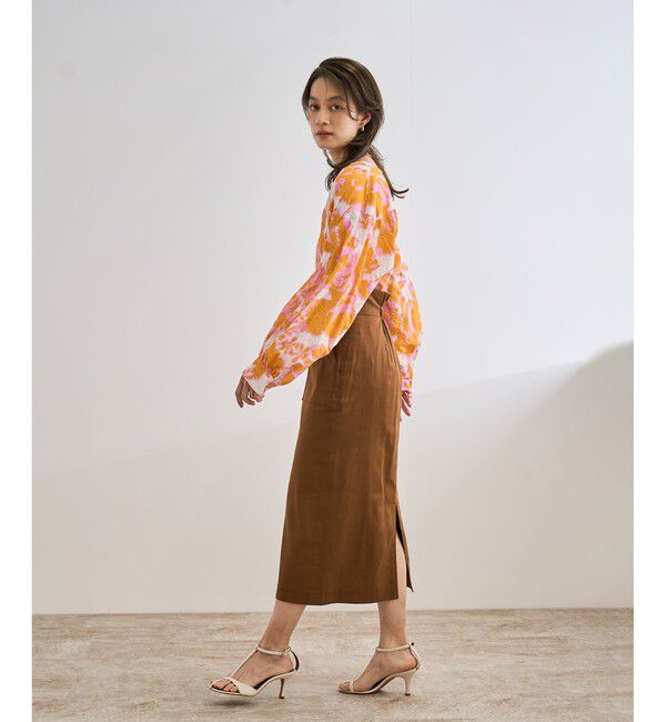 ROPE「【DEVEAUX（デヴォー）】別注ボカシフラワーボリュームスリーブブラウス/洗える」|シャツ・ブラウス|