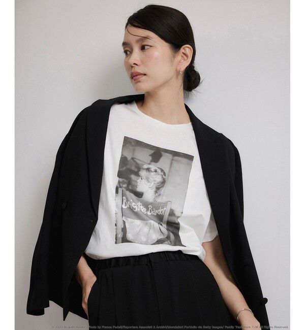 ROPE「【Brigitte Bardot&times;ROPE'・コラボ】プリント半袖T-shirt【洗える・洗濯耐久性・接触冷感】」|Tシャツ・カットソー|ホワイト(10)
