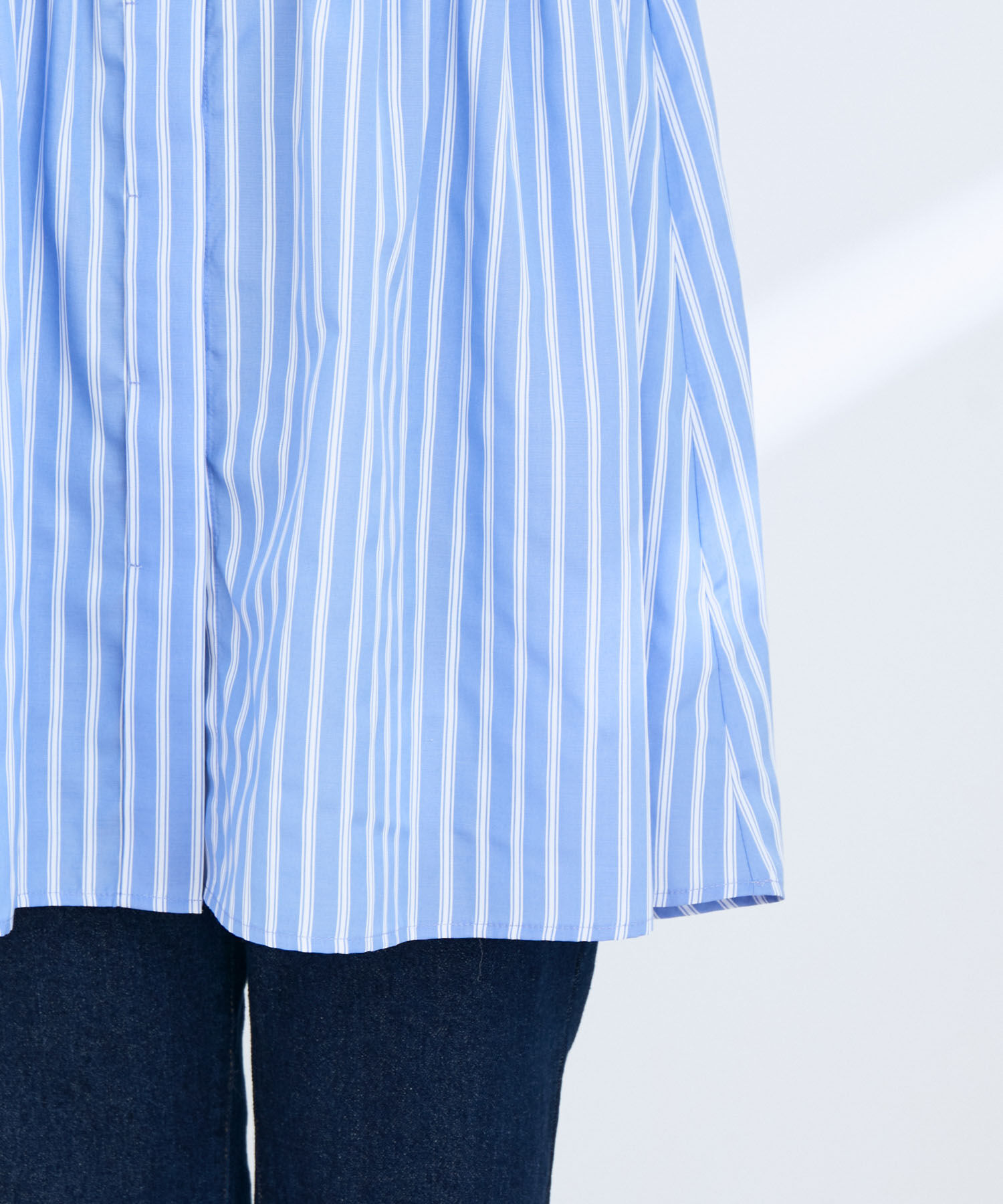 VIS「ストライプ/無地タイプライターチュニックブラウス」|シャツ・ブラウス|