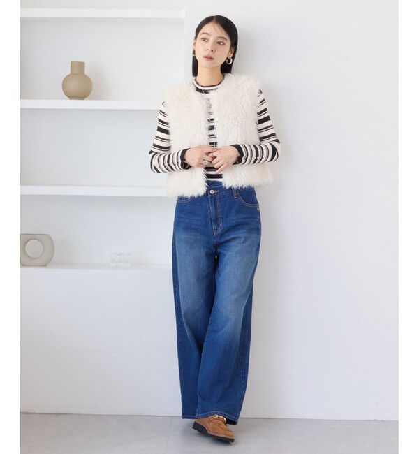 VIS「スリーブ釦アクセントリブニット/WEB限定FSサイズ・静電気防止」|ニット・セーター|