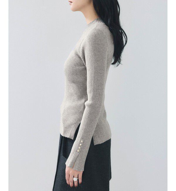 VIS「スリーブ釦アクセントリブニット/WEB限定FSサイズ・静電気防止」|ニット・セーター|